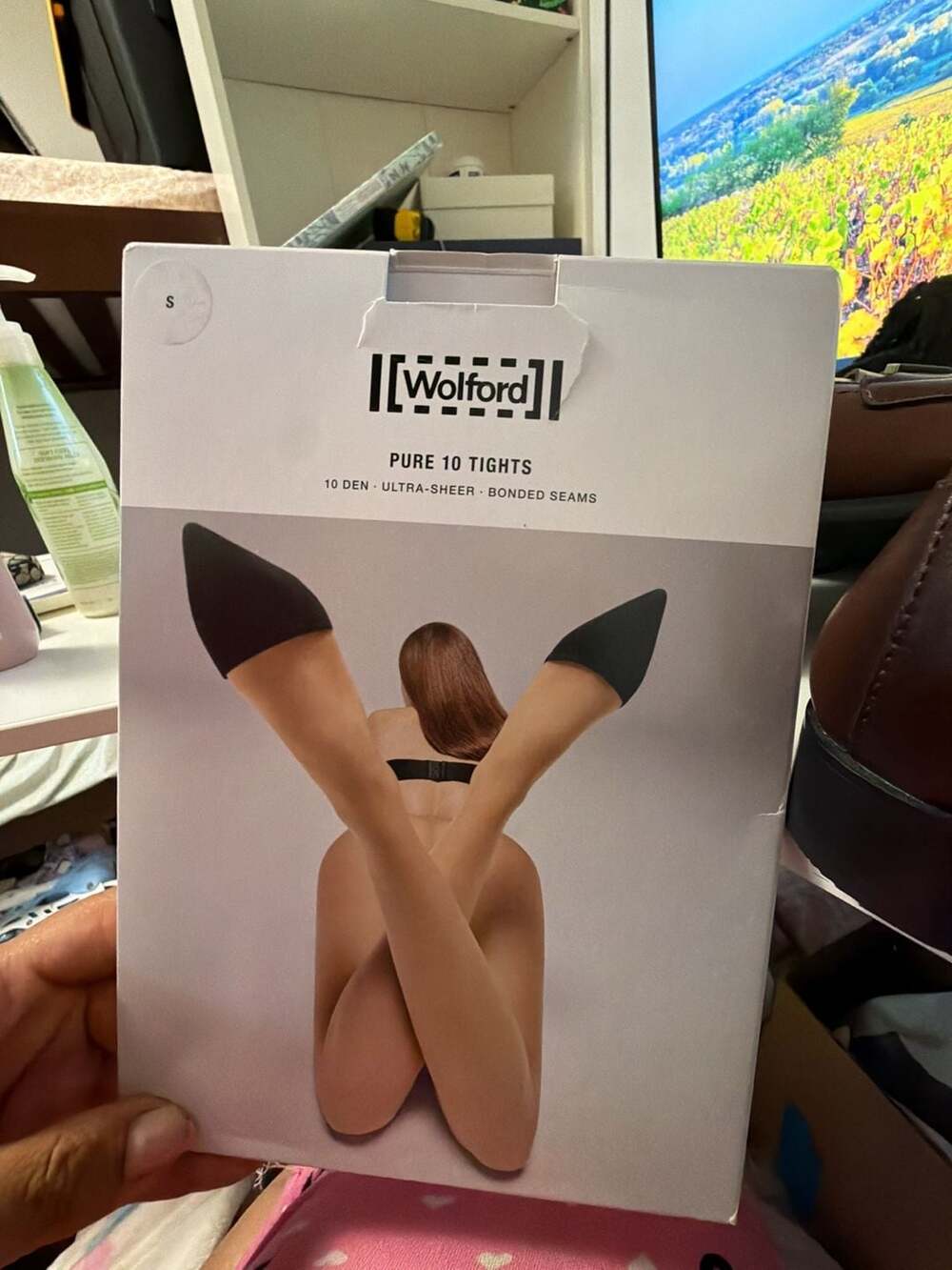 Wolford Pure 10 Tights Size S Caramel Ultra-Sheer Bonded Seams